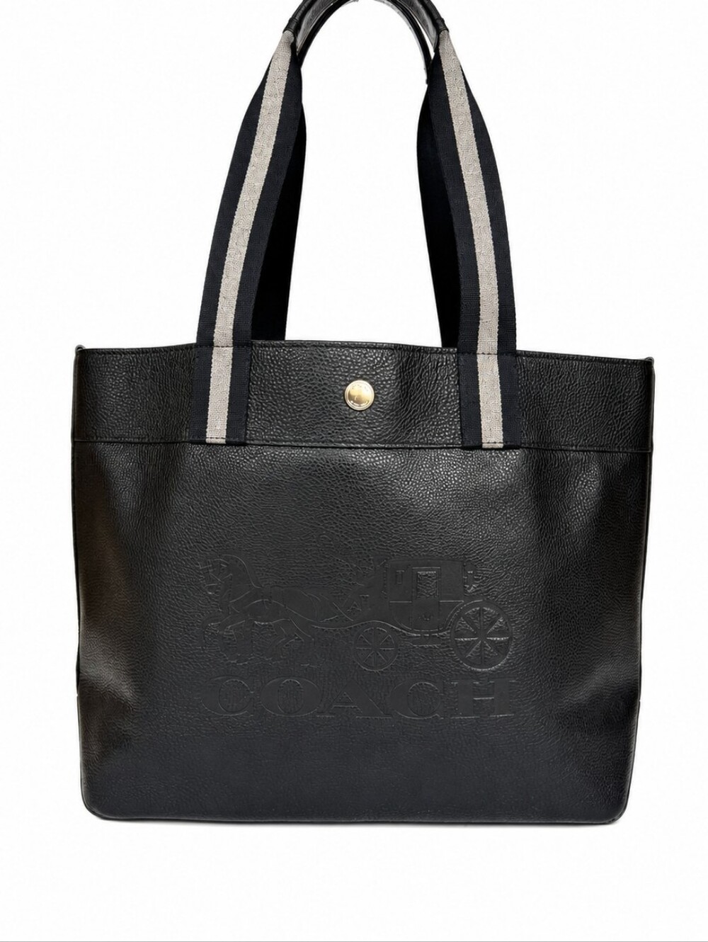 Coach Black Leather Carriage Series Tote EUC